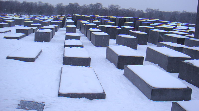 Berlin Holocaust Memorial in the snow (Wikimedia Commons)