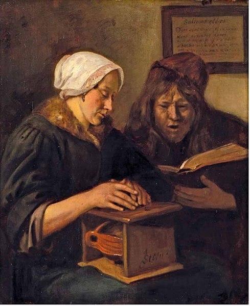 A Couple Warming Themselves and Reading the Bible, by Jan Steen (Wikimedia Commons)