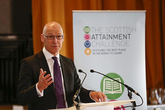 Deputy First Minister John Swinney addresses Scottish educationalists on curriculum reform and "challenges", 2020. (Wikimedia Commons)