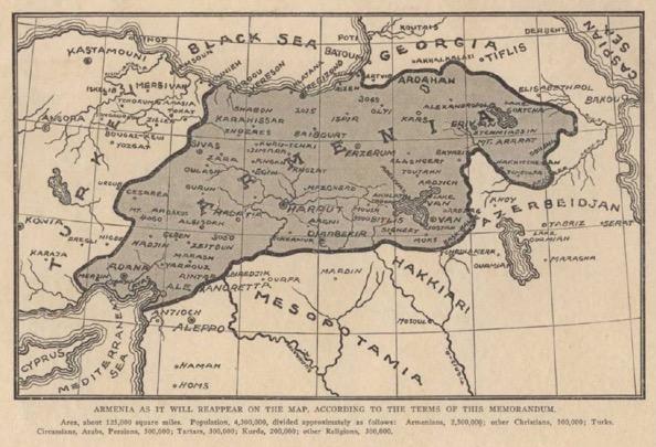 Planned borders of Armenia, April 1920 (Public domain)