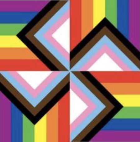 Rainbow swastika as posted by Laurence Fox