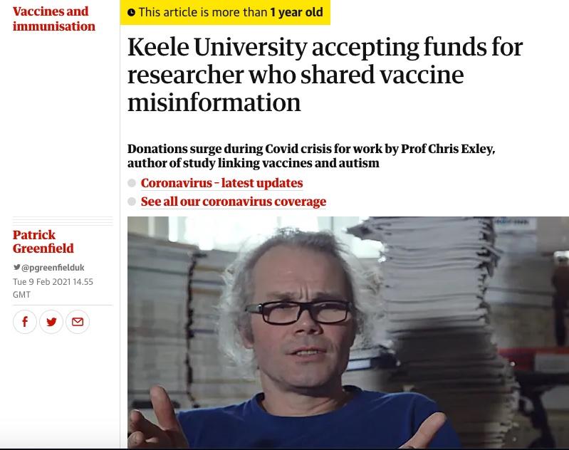 Guardian headline attacking Professor Exley