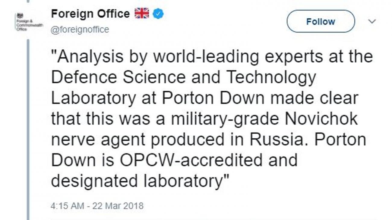 Deleted Foreign Office Tweet