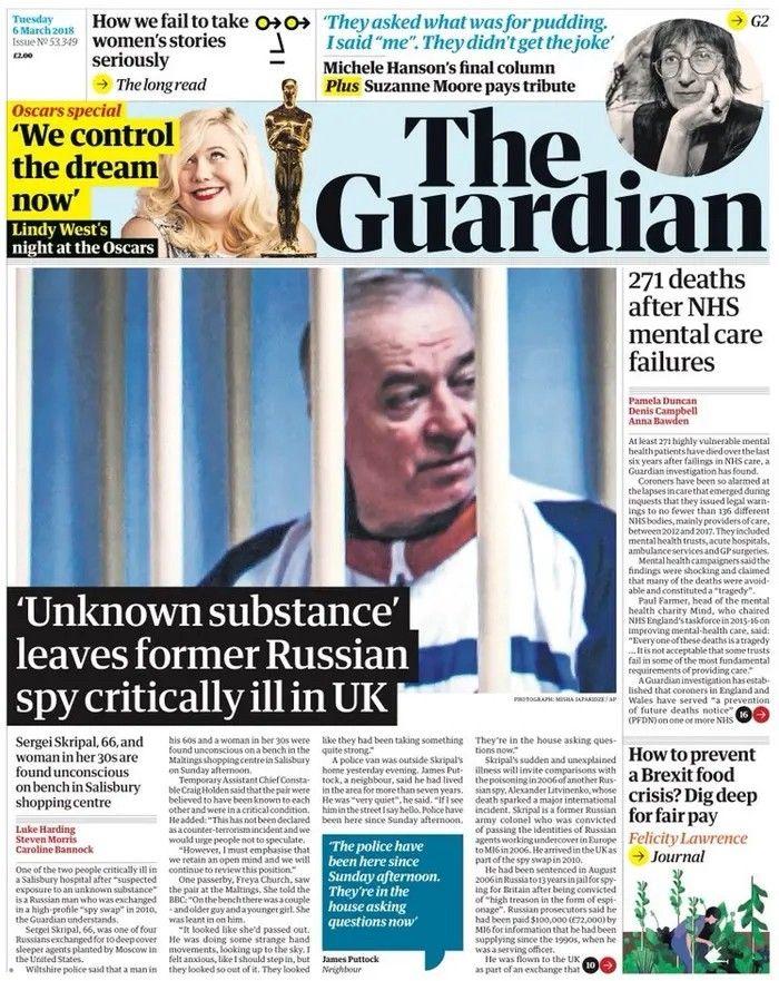 Guardian front page 6 March 2018