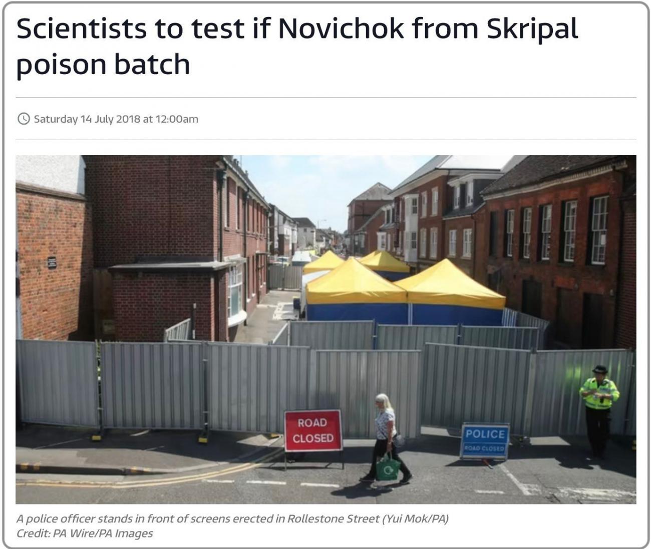 Scientists to test if Novichok from Skripal batch