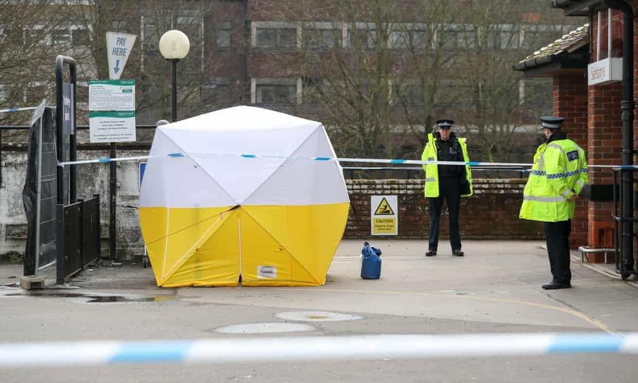 A pay and display parking machine on the upper level of Sainsbury’s car park sealed off by police, photographed 13 March. Picture: PA Images/Alamy Stock Photo