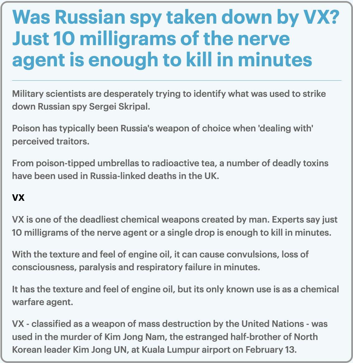 Was Russian spy taken down by VX?