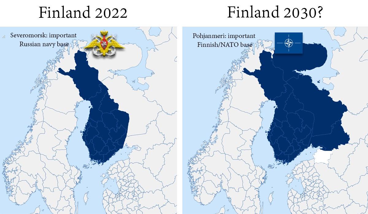 A representation by the author of how Finland's territory would double if Budanov's map became reality