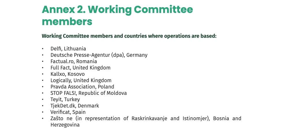 Working Committee members