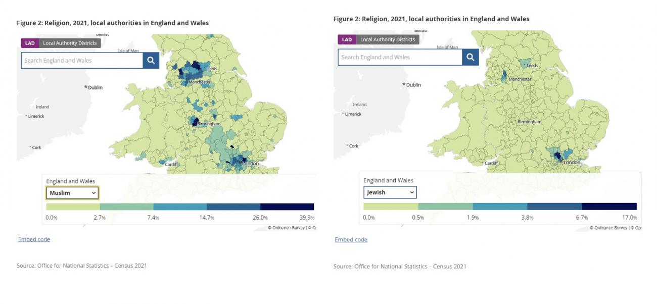 Mapping the Muslim and Jewish populations of England and Wales - ONS