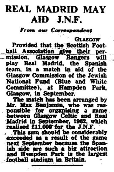 Glascow v Real Madrid proposal