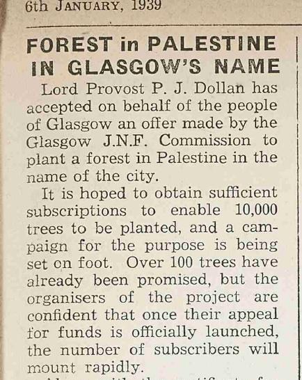 Forest in Palestine in Glasgow's name