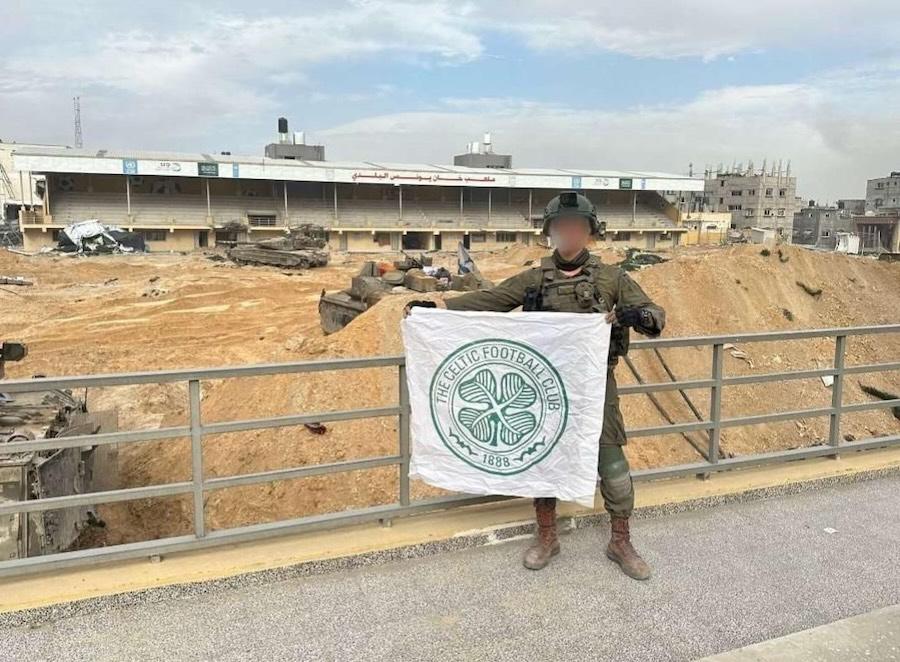 IDF Soldier holds Celtic flag