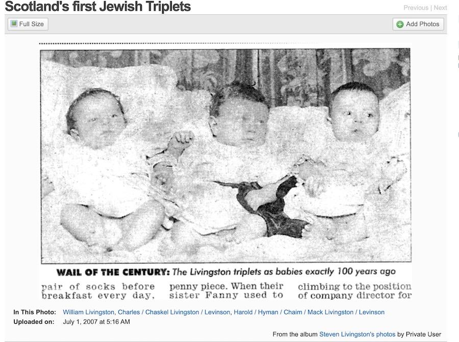 The Livingston Triplets as Babies