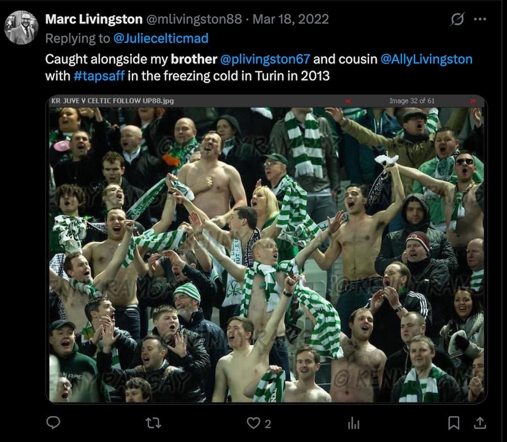 Social media post of Marc and brothers at a Celtics match