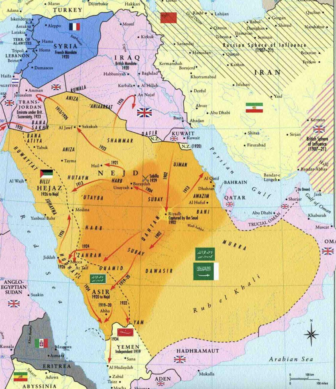 Ibn Saud in Saudi Arabia map