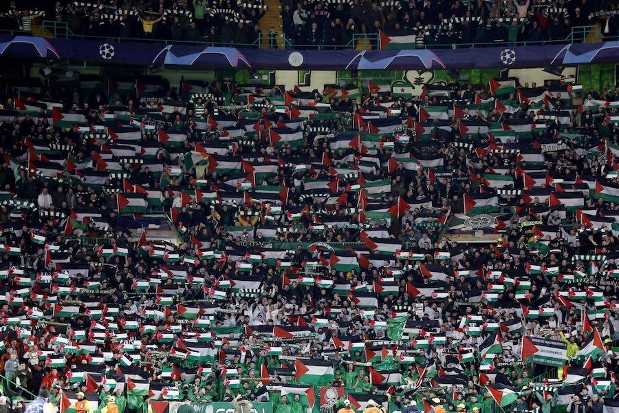 Celtics fans display Palestinian flags