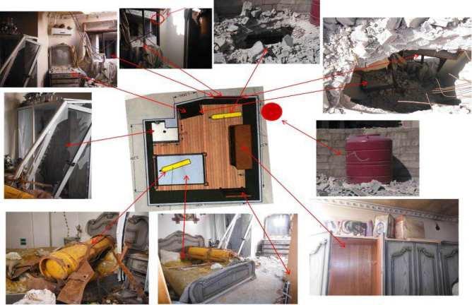 The cylinder here has attached fins and is alleged to have smashed through the metal bar-reinforced roof