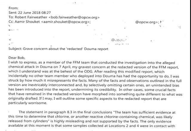 Screenshot of the 'grave concerns' email sent by Brendan Whelan