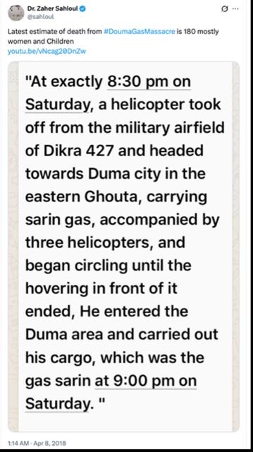 X post by SAMS official Zaher Sahloul