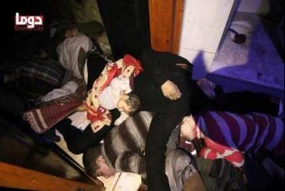 Image posted online by 'activists' showing bodies piled on top of each other