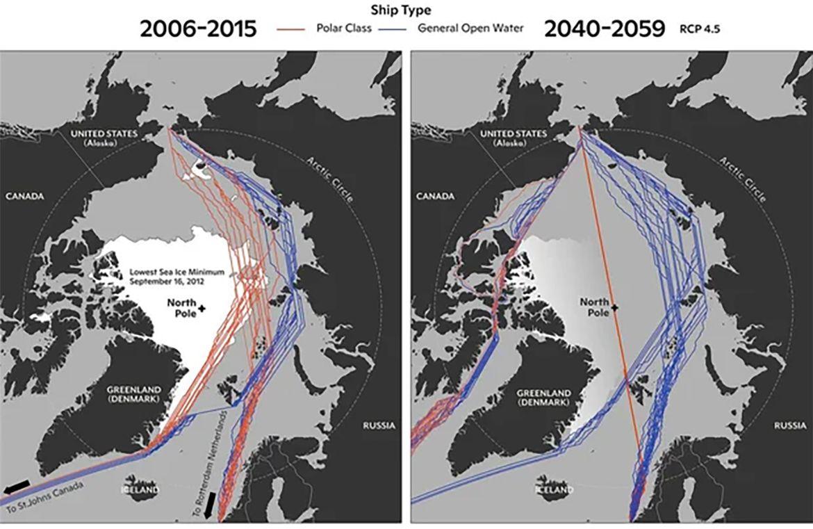 NOAA Arctic sea routes