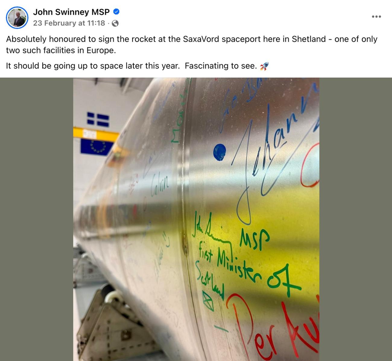 John Swinney's SaxaVord tweet