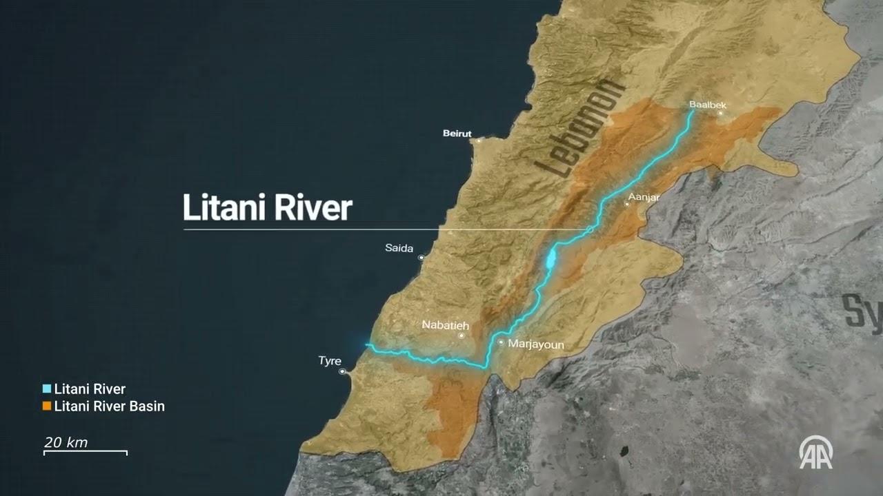 Map of the Litani River in Lebanon. Adapted from a 2025 graphic by Anadolu Agency