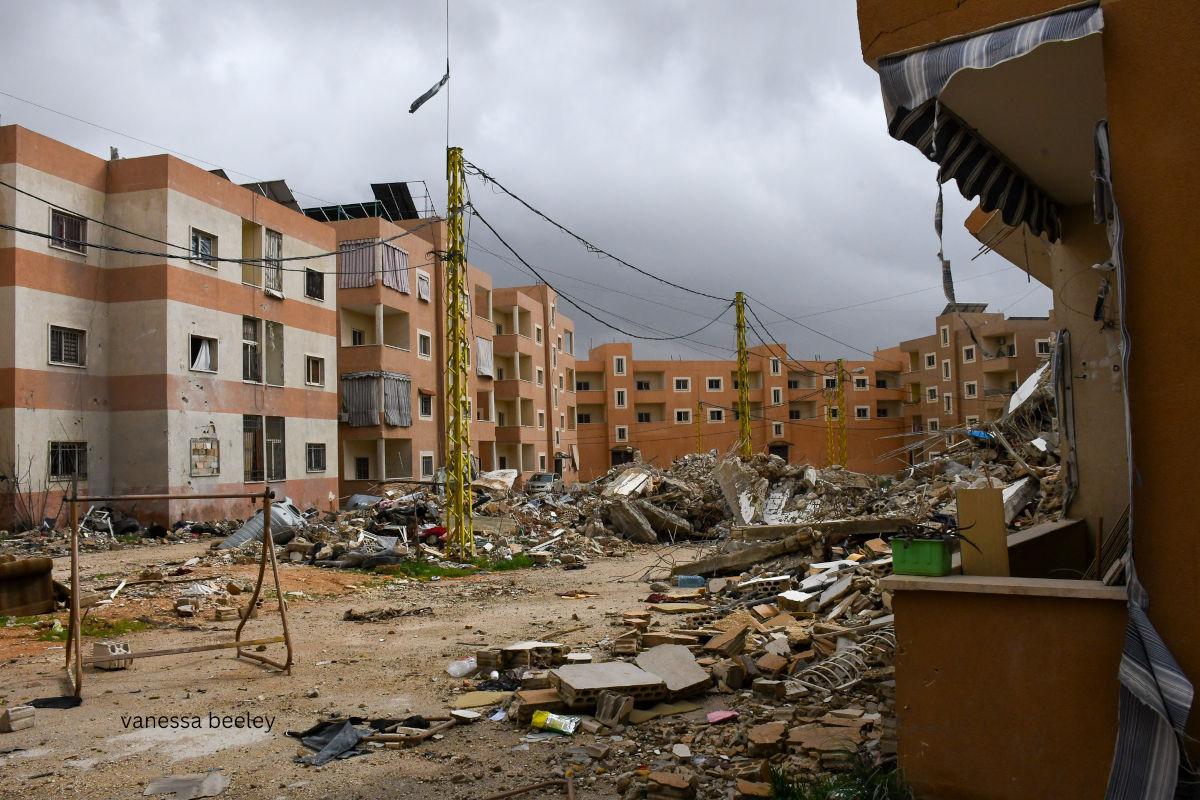 destroyed playground and buildings