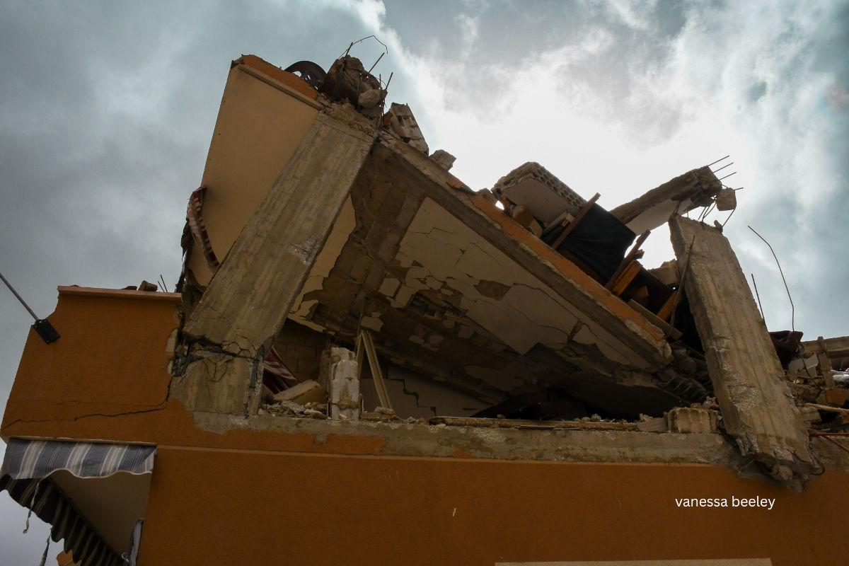 A four storey apartment block bombed by ‘Israel’ at dawn
