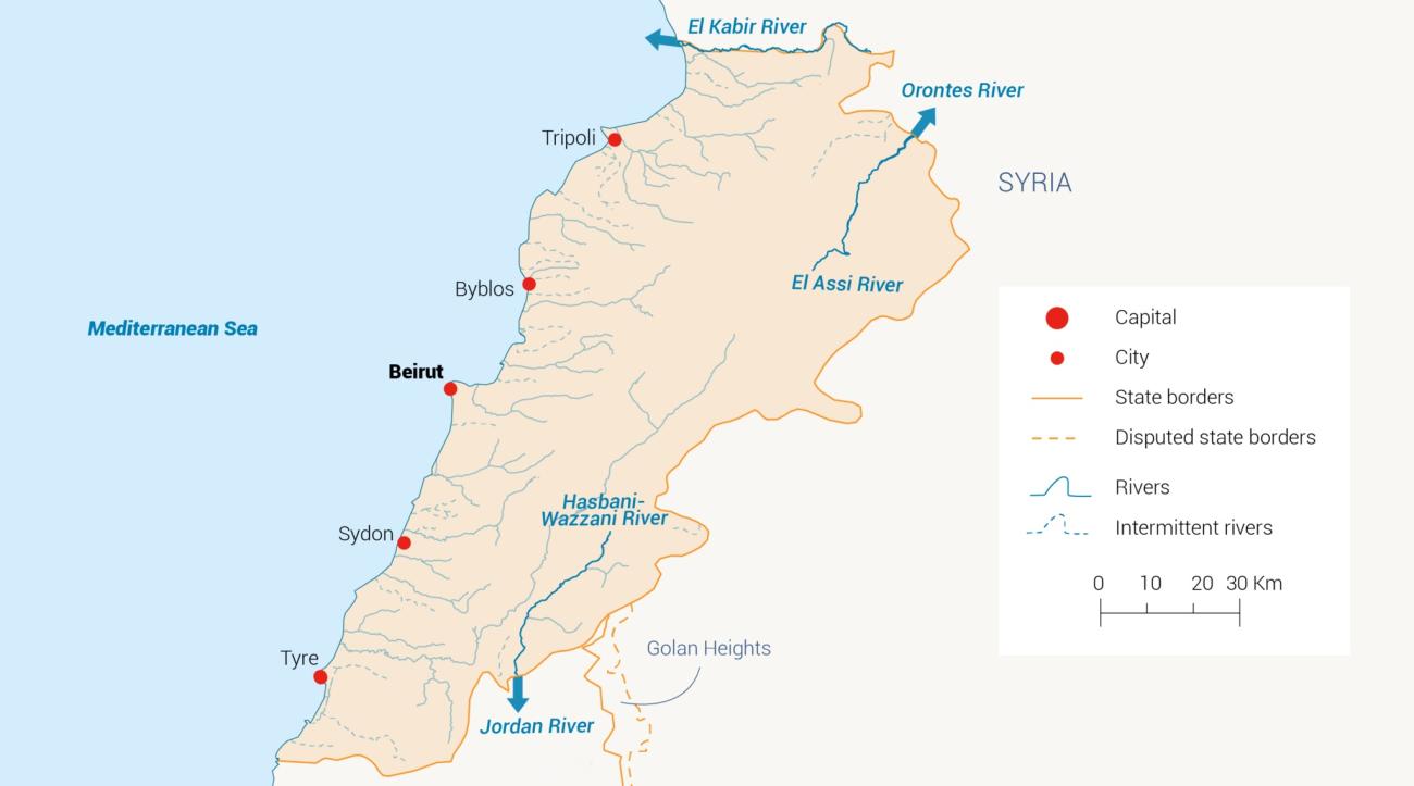 Lebanon’s shared surface water resources. Image: Fanack Water