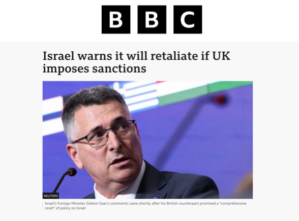 Israel warns it will retaliate if UK imposes sanctions