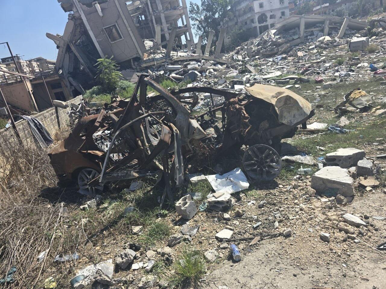 A destroyed vehicle in Nabatieh al-Fawqa