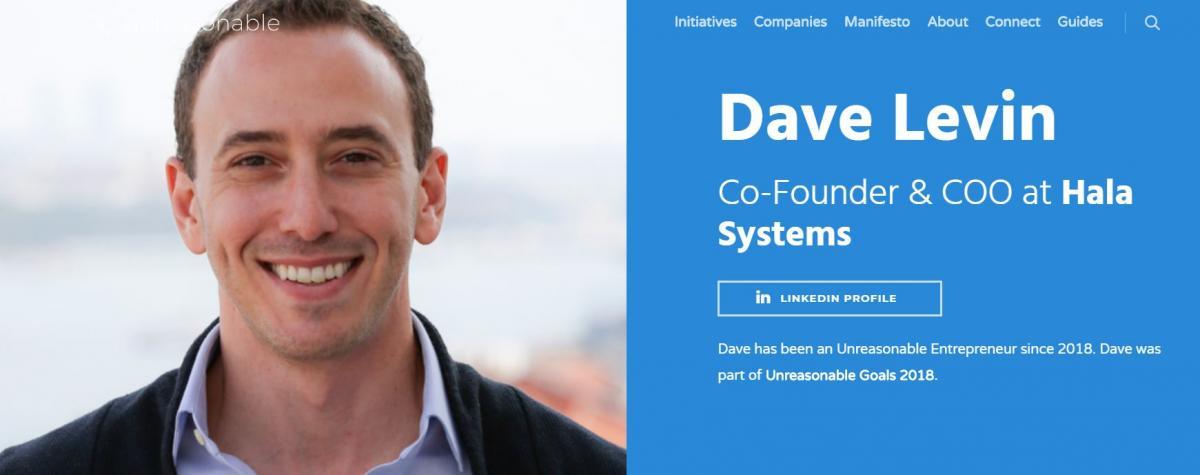 Dave Levin, co-founder of Hala Systems and “fellow” at Unreasonable. Photo: Unreasonable website.
