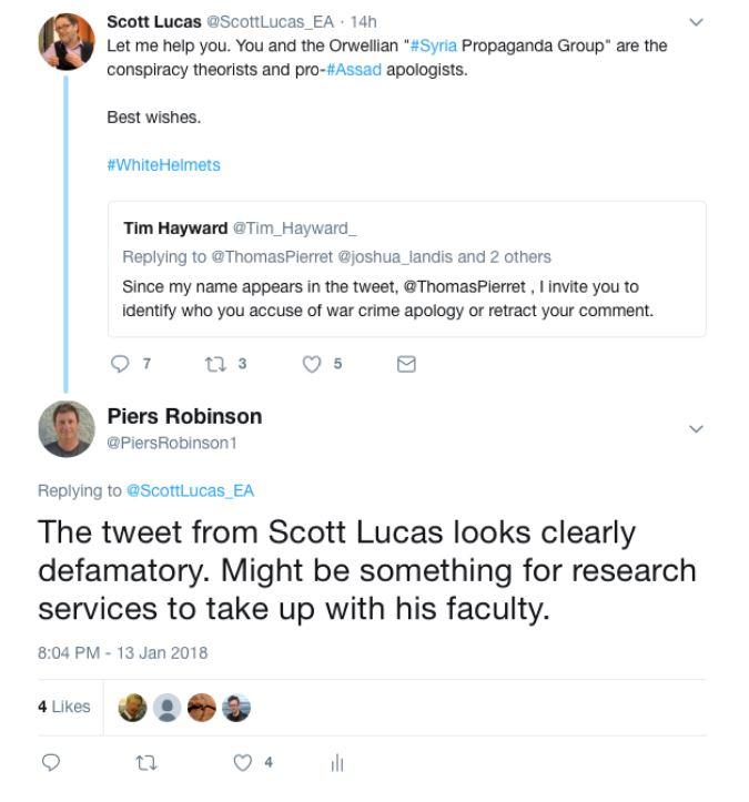 Scott Lucas attacks Piers Robinson and Tim Hayward on Twitter