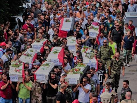 The funeral of the martyrs in Mhardeh. (Photo: Mhardeh Facebook page)