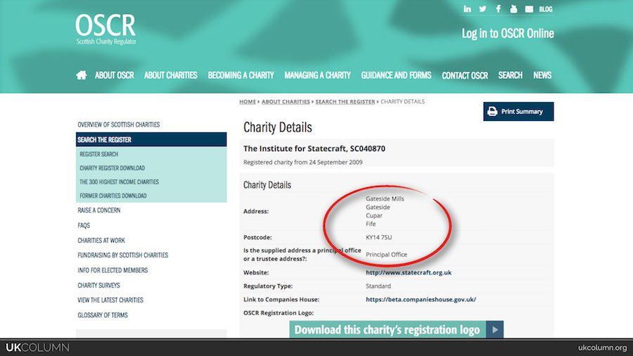 Institute for Statecraft record at Scottish charity regulator